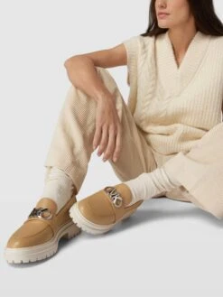 MICHAEL Michael Kors Penny-Loafer Mit Label-Applikation Modell 'PARKER LUG LOAFER' - Camel