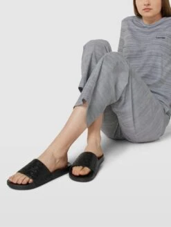 Calvin Klein Underwear Slides Mit Allover-Muster Aus Monogrammen Modell 'POOL' - Schwarz