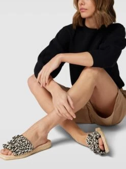 Espadrij Slides Mit Allover-Muster Modell 'Carré' - Schwarz