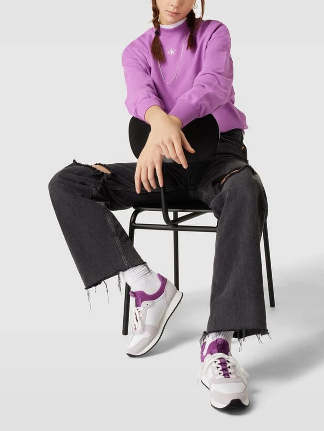 Calvin Klein Jeans Sneaker Aus Leder-Mix Mit Label-Details - Lila 1 Calvin Klein Jeans Sneaker Aus Leder-Mix Mit Label-Details - Lila