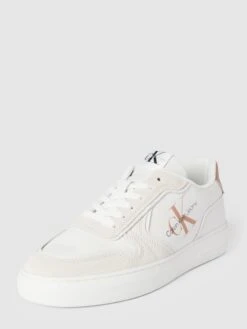 Calvin Klein Jeans Sneaker Aus Leder-Mix Mit Label-Print - Beige
