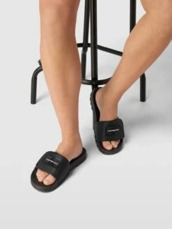 Calvin Klein Underwear Slides Mit Logo-Patch Modell 'VELCRO' - Schwarz