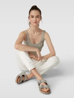 Birkenstock Sandalen Aus Leder Mit Dornschließen Modell 'Arizona Big Buckle' - Hellgrau