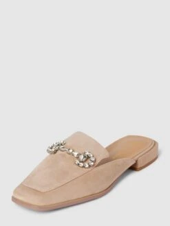 ALMA EN PENA Pantoletten Mit Ziersteinbesatz - Beige